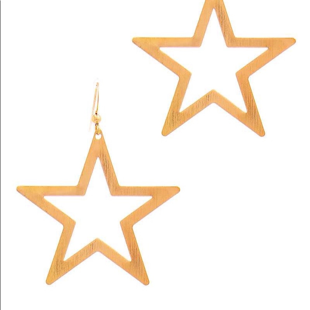 Gold fashion star out dangle earrings